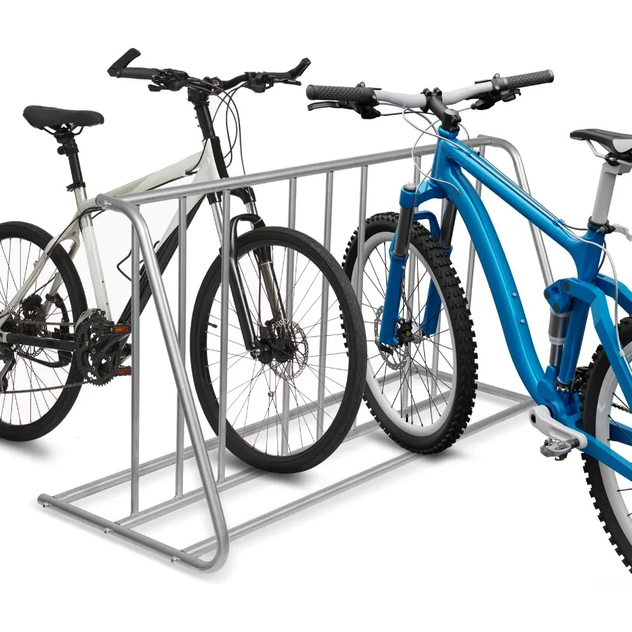 Grande supporto per portabiciclette con griglia verticale bifacciale in metallo argentato, supporto per bici da pavimento per Gara da interno