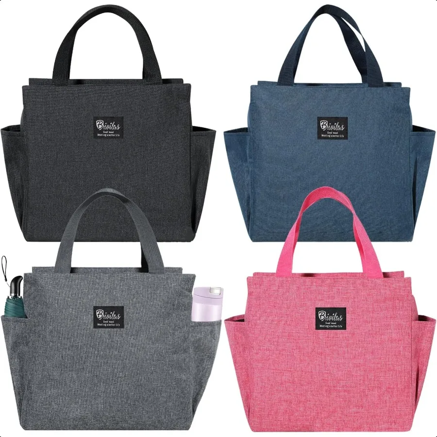 

4PCS Large Lunch Bag Tote Cooler Insulated Lunch Box for Women and Men Large Capacity Lunch Tote Bag Reusable Waterproof Bento