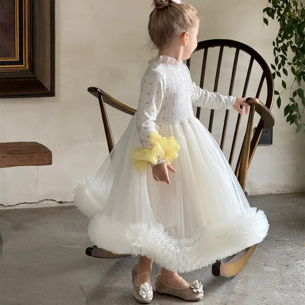 Girls Skirt 2026 Spring And Summer New Childrens Clothes Korean Style Baby Girl Long Sleeve Cute Princess Pompadour Skirt