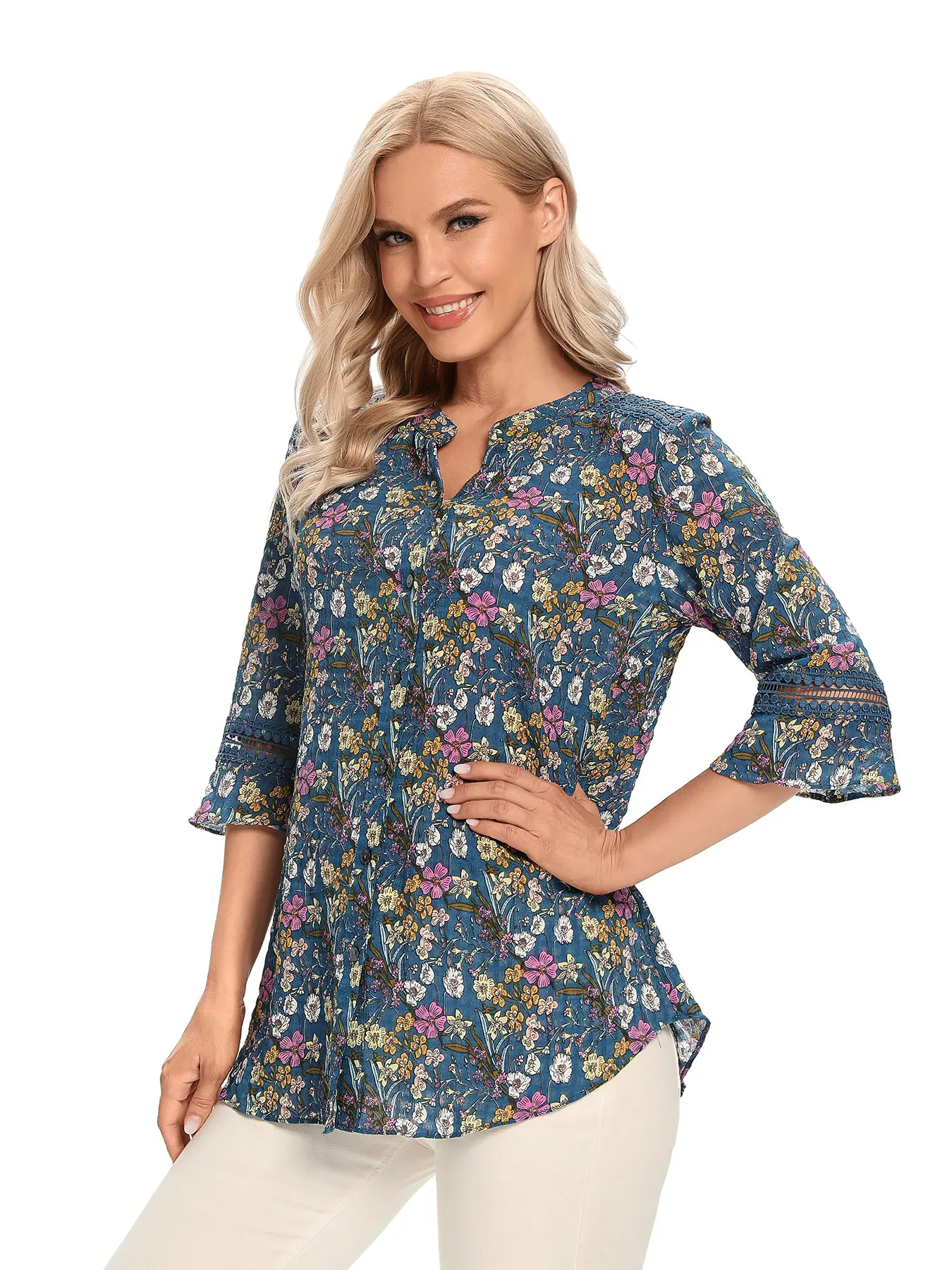 

Women Woven Fashionable Casual Shirt For Spring And Summer