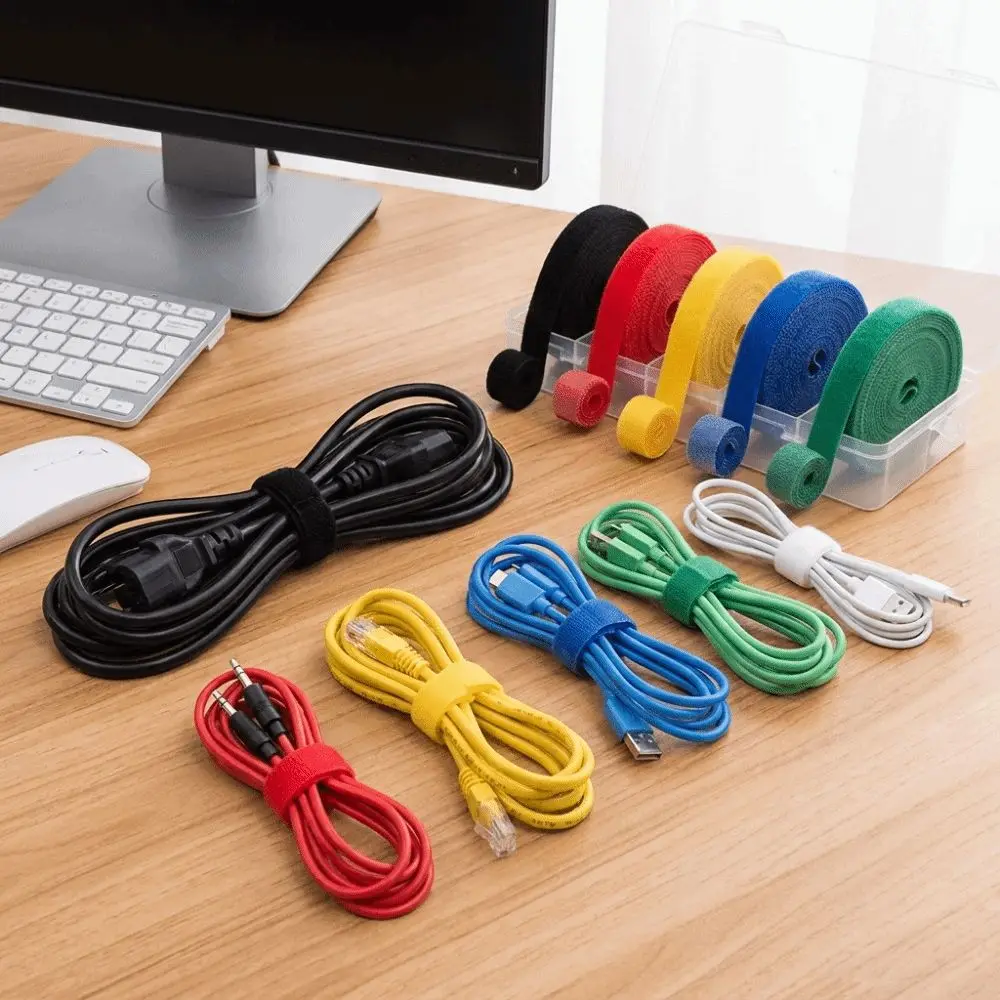 10M/Roll Fastening Tape Cable Ties 10/12/14.5/20mm Free Cut Double Side Hook and Loop Tape Reusable Multi-Purpose