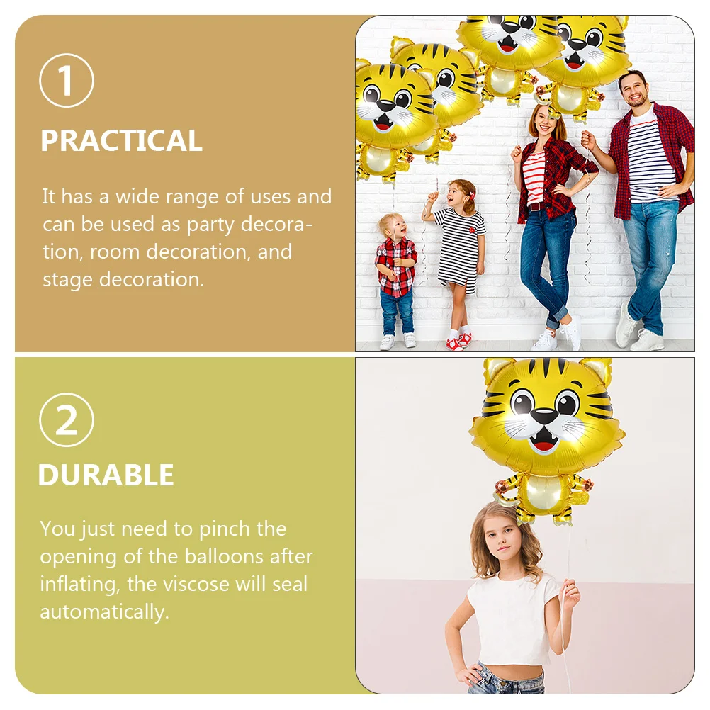 

6 Pcs Aluminum Film Balloon Balloons Animal Foil Birthday Decorations Tiger Jungle Child