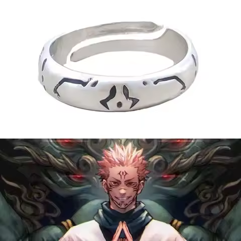 Anime Metal Opening Adjustable Unisex Rings Jujutsu Kaisen Ryomen Sukuna Itadori Yuji Ring Cosplay Jewelry Prop Accessories Gift