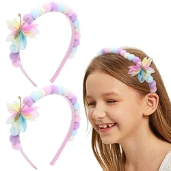 Cute Plush Ball Princess Headbands Sweet Butterfly Hairbands Boutique Girls Hair Hoop Headwear Kids Gifts Hair Accessories