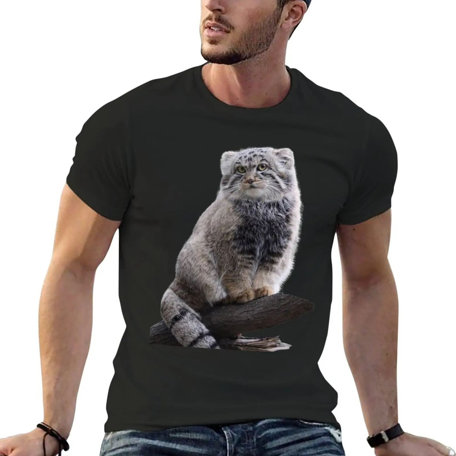 

New Manul T-Shirt summer tops kawaii clothes oversized t shirts Men's cotton t-shirt