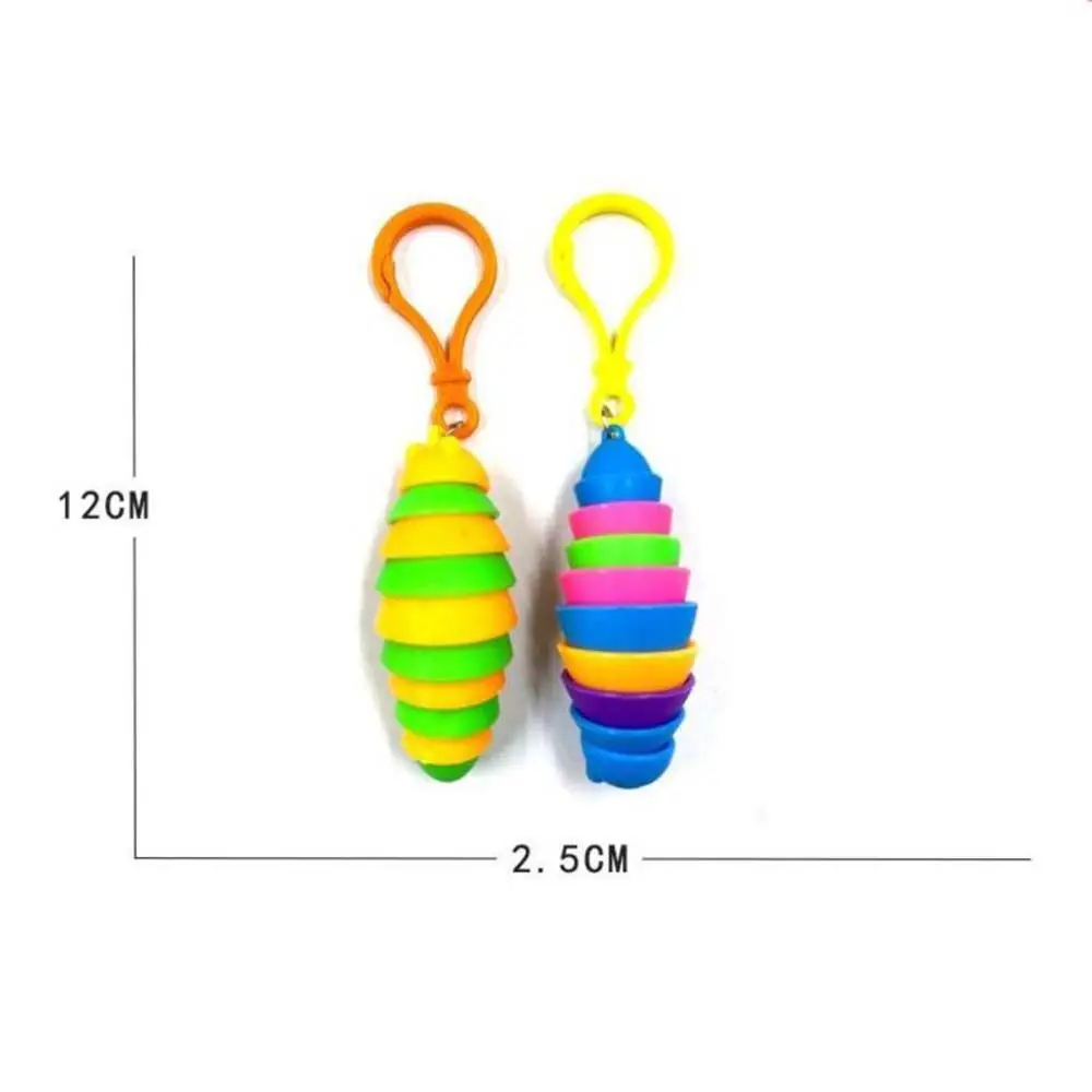 ความเครียด Party Favor พวงกุญแจ Mini Finger Slug จี้บรรเทาความเครียดพวงกุญแจ Snail Caterpillar Key Chain บีบ Sensory ของเล่น