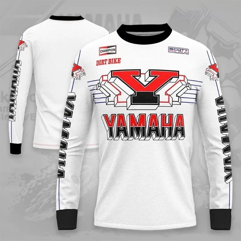 

Летняя популярная футболка с длинными рукавами и принтом Yamaha, белая, модная и персонализированная повседневная велосипедная футболка для мужчин и женщин