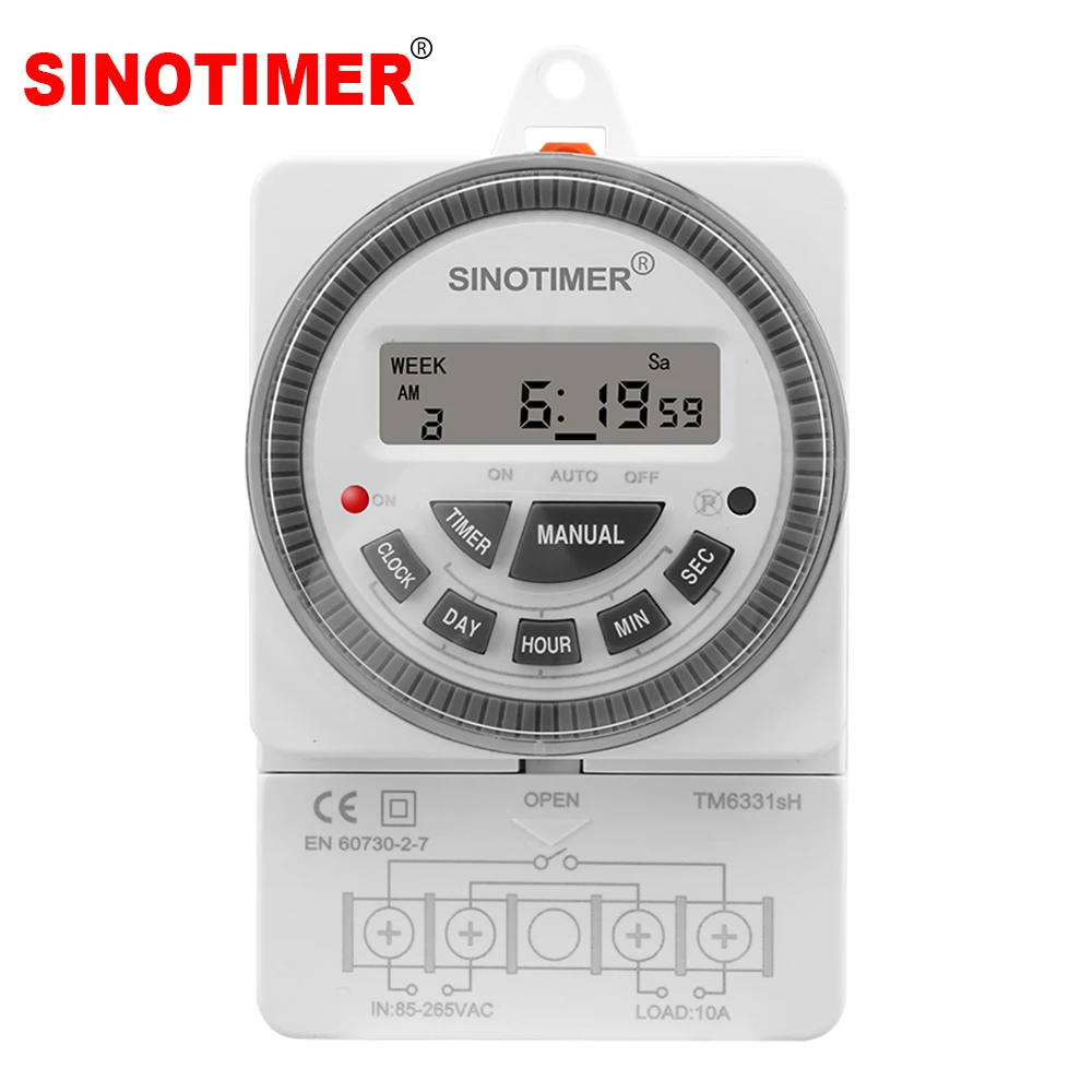 

1 Second Interval 220VAC Power Supply 7 Days Weekly Programmable Digital Electronic Lighting Daily Timer Switch with Cover