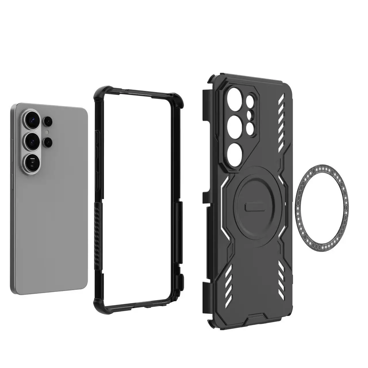 حافظة لهاتف سامسونج جالاكسي S24 S25 S26 S23 Ultra Plus Edge S26 PRO S24 S25 FE غطاء حماية لعدسة مغناطيسية صلبة مقاومة للصدمات