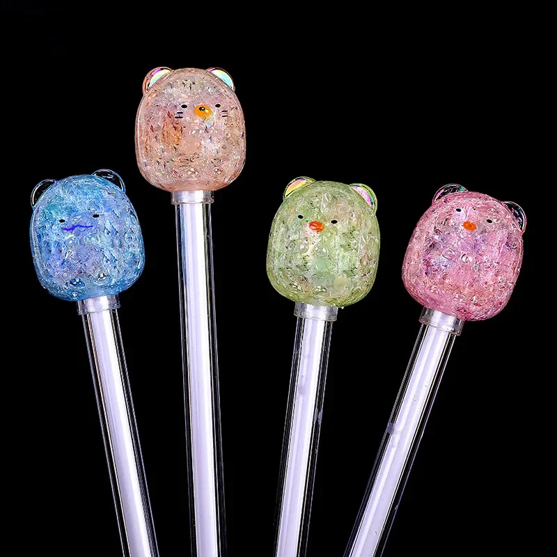 16pcs Creative crystal gradient ice crack modeling neutral pen dazzling burst bead shiny acrylic water pen B
