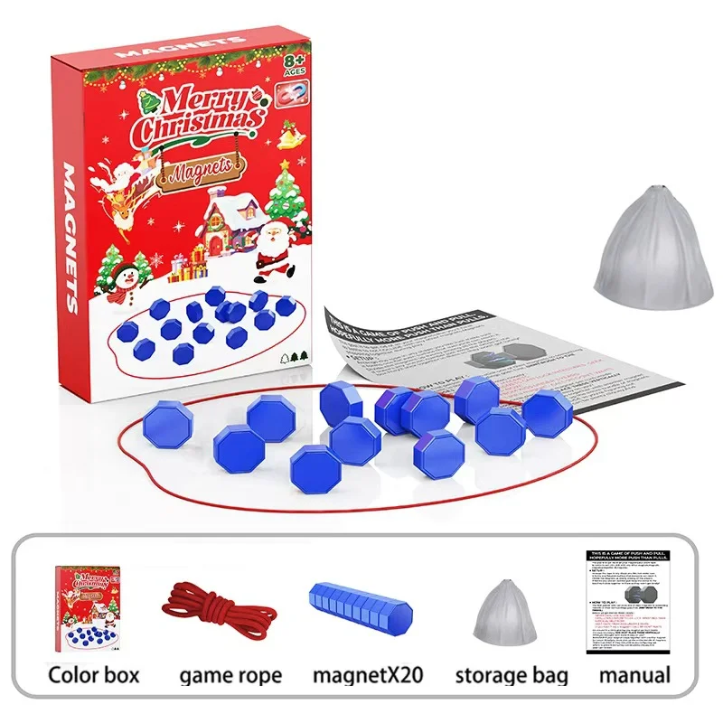 لعبة حفلة عيد الميلاد، لعبة الأحجار المغناطيسية، لوحة مغناطيسية تفاعلية، لعبة استراتيجية للعائلة والكبار، مجموعة لعب الأحجار المغناطيسية المحمولة