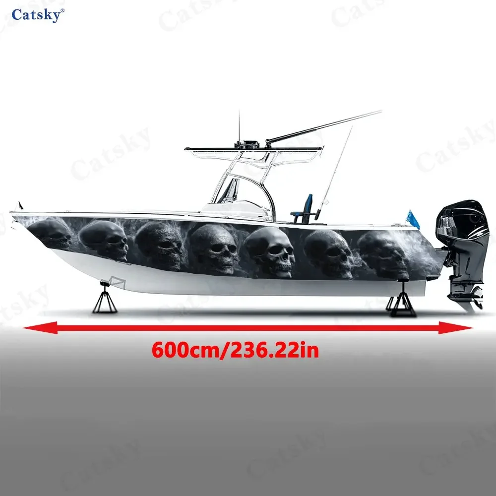 Misty Skull Craze Dark Style Eye Catching Cool Boat Sticker Vinyl Ship Pontoon Deck Boat Fishing Decorative Pontoon Boats Decal