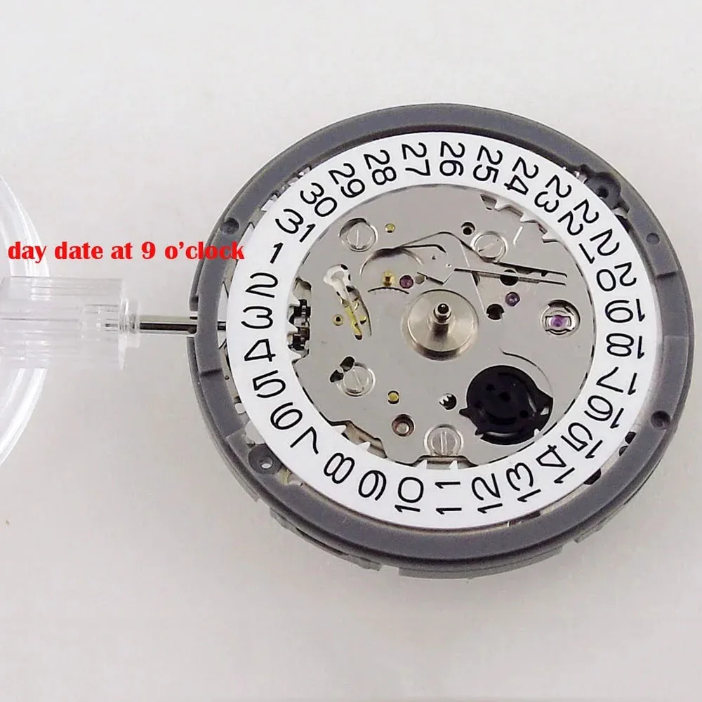 New Replacement Left Hand 24 JEWELS Mechanical NH35A Watch Movement White Date High Accuracy Winding Stem