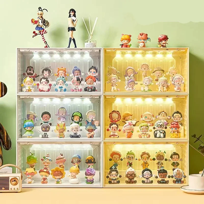 

3PCS Display Box with Sensor Light, Stackable Organizer for Collectibles and Mini Figurines, Durable Display Cabinet