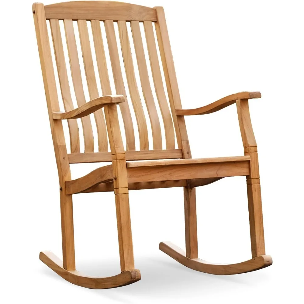 Patio Porch Rocking Chair for Outdoor, Single Item/Natural Teak