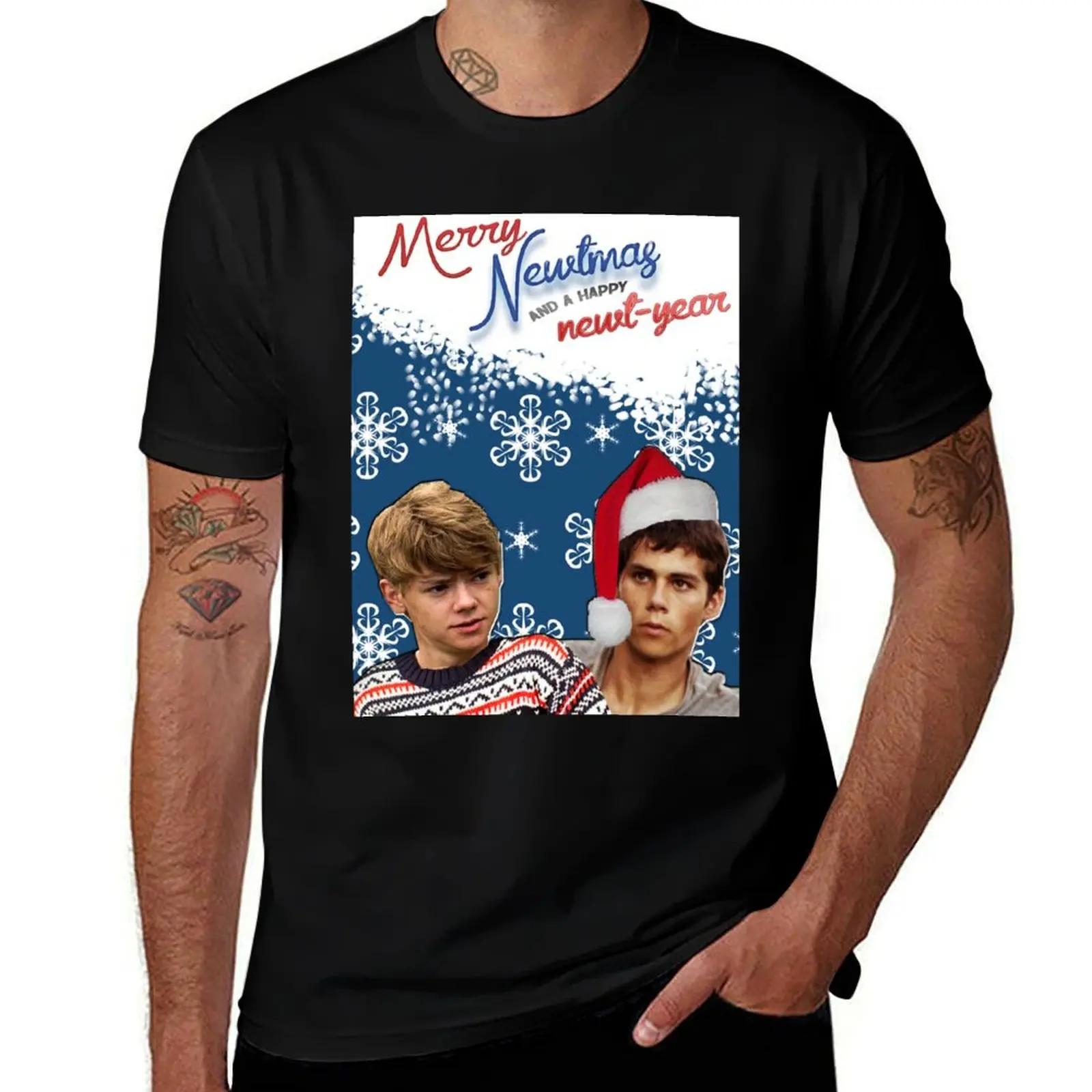 Merry Newtmas Greeting Card T-Shirt Breathable Sportswear for Men T-Shirt