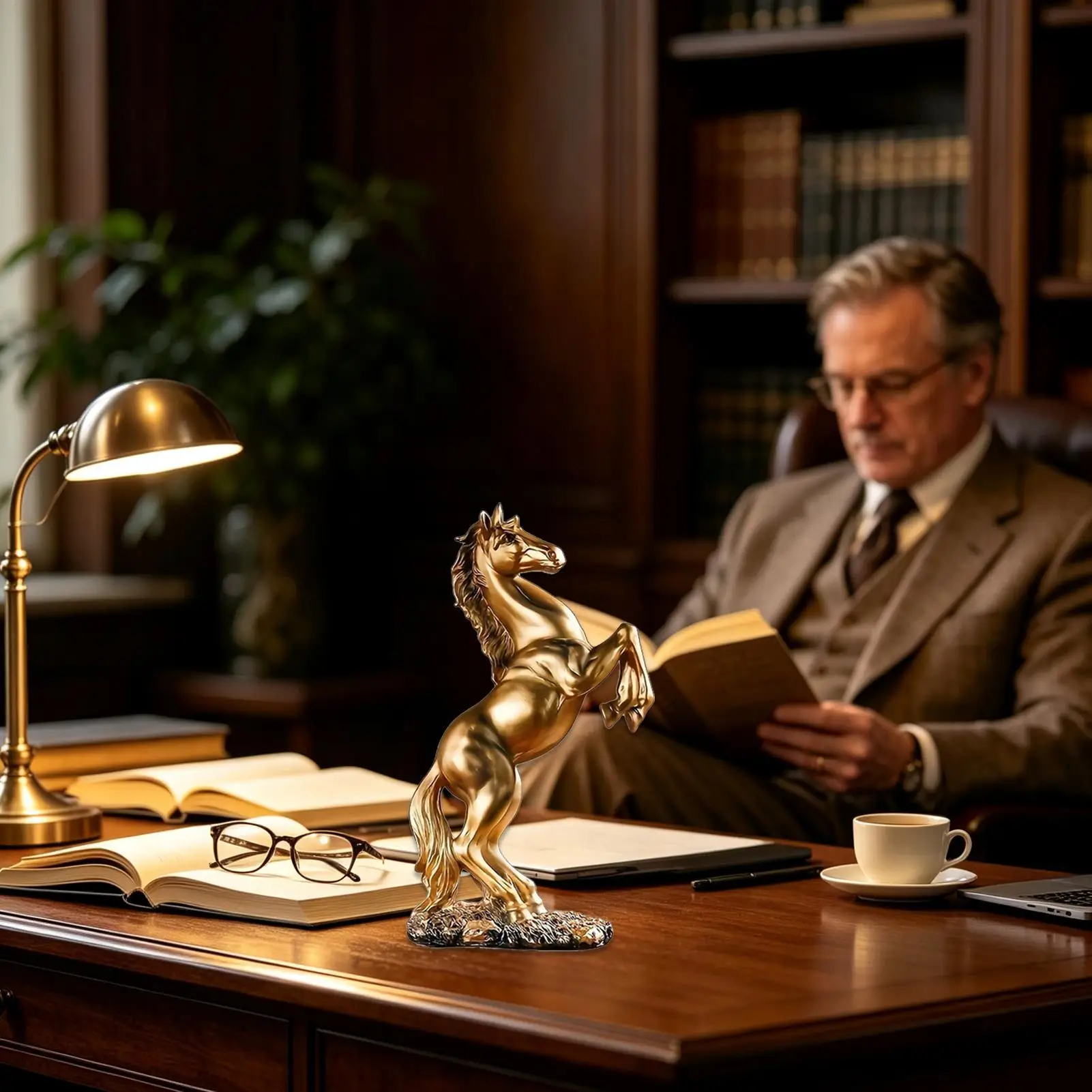 European Style Home Resin Victory Horse Statue, Living Room , Cabinet, Office Desktop Decoration Animal Figurines Ornament