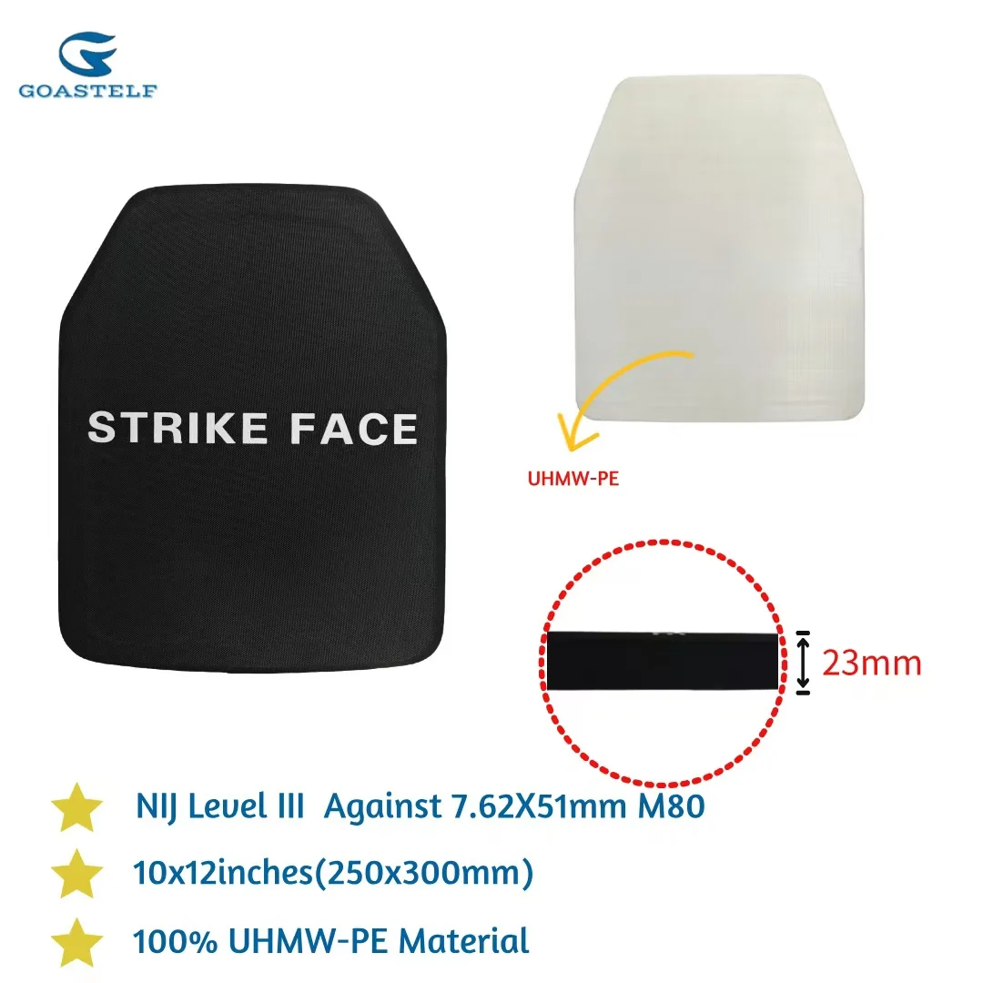 

Goastelf 10x12inch NIJ III Ballistic Plate 25x30cm UHMW-PE NIJ 3 Tactical Vest Armor Bulletproof Plate Against 7.62x51mm Nato