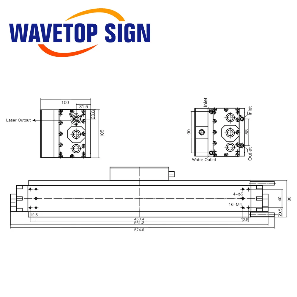WaveTopSign 100W CO2 Laser Module T100 Series for Co2 Laser Marking Machine