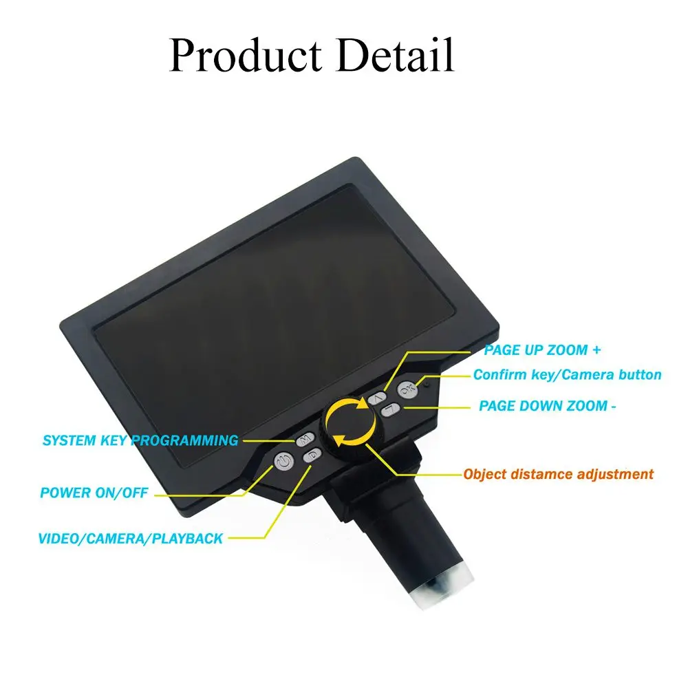 Imagem -06 - Microscópio Digital Amplificar Contínuo Grande Tela Colorida Display Lcd Base Grande Lcd 12mp 11200x Mustool-g1200