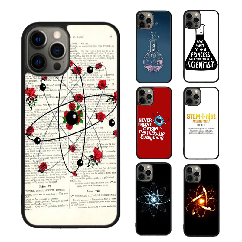 Atom Chemistry Science design Phone Case For iPhone SE2020 15 16 14 13 Pro Max Coque 12 11 Pro Max 8 PLUS 7 mini fundas cover