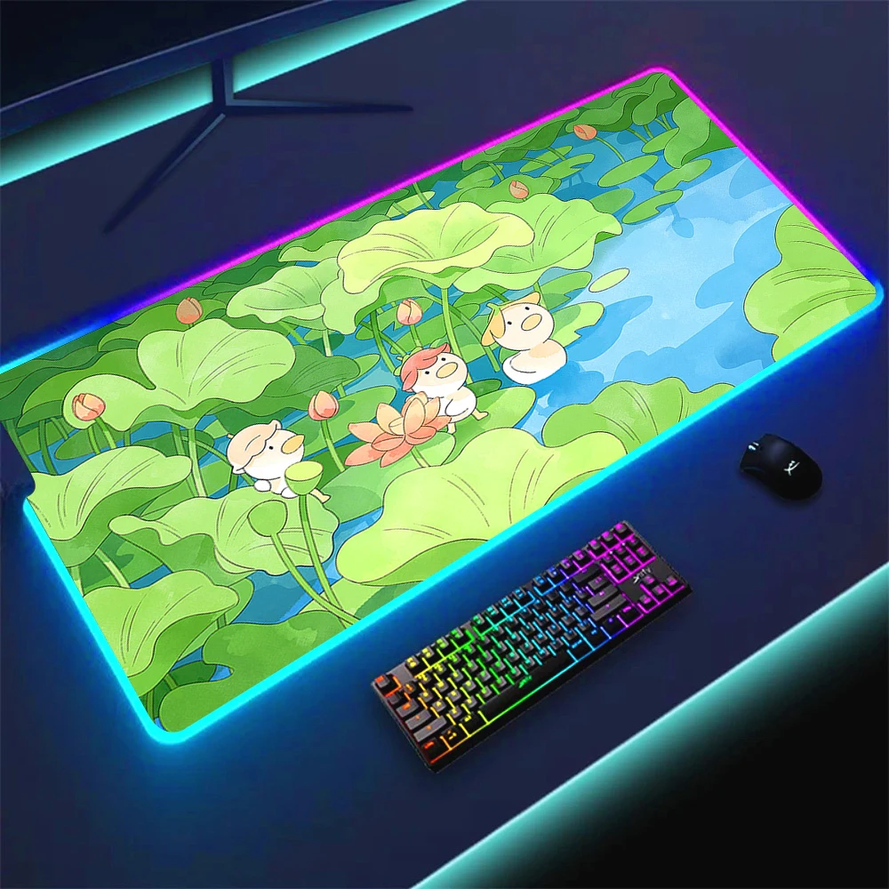 Green Forest Rgb Mouse Pad Anime Pc Gamer Complete Cheap Gaming Computer Pads Computer Accessories Laptop Shine Cute Mousepad XL