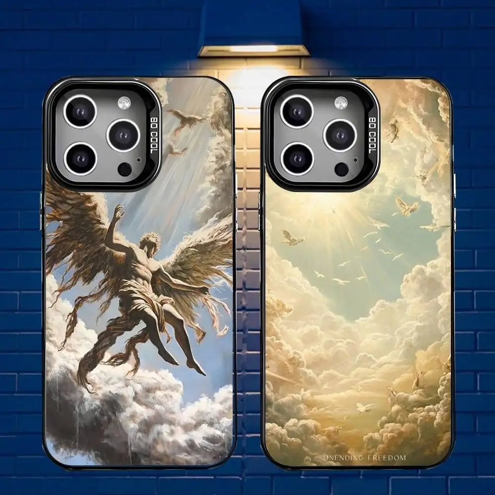 

Fallen Angel Oil Painting Art Niche Phone Case For iPhone 16,15,14,13,12,11,Mini,Pro,E,MAX Gray Matte Silicone Black Cover