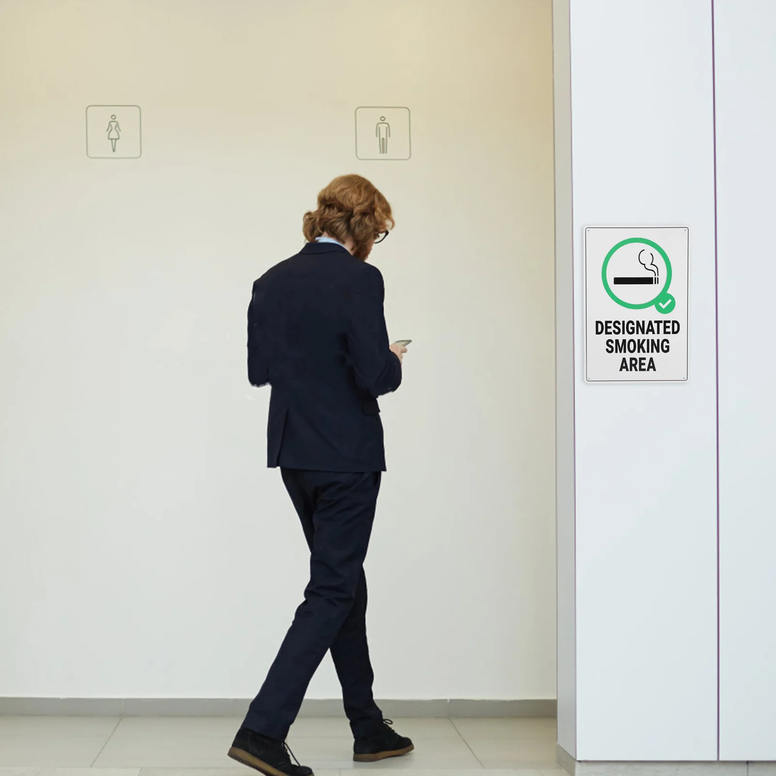 

Clear Printing Smoking Area Indicator Sign Iron Hanging Wall Plate for Public Home Office Lounge Commercial Use