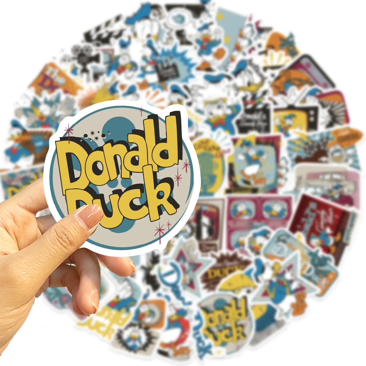 100 Stück Disney Anime Donald Duck Aufkleber für Kinder DIY Telefon Notebook Briefpapier Niedlicher Film Cartoon Aufkleber Spielzeug Geschenk