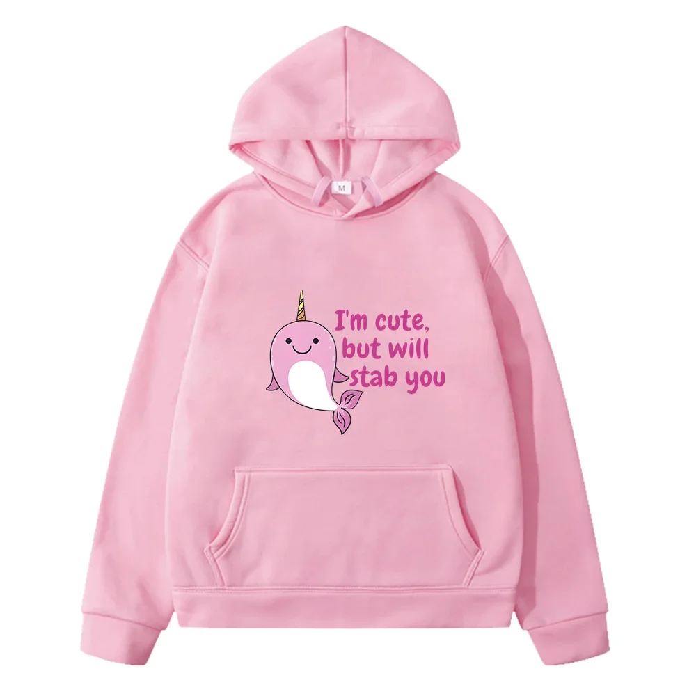 

Narwhal Cute/Kawaii Animals Pattern Sweatshirts Children Harajuku Unisex Print Hooded Clothes Casual Pink Tops Winter Pullovers