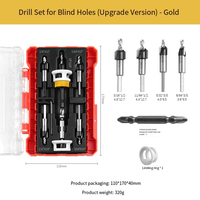 5pcs Countersink Drill Bits Set With Storage Box Depth Adjustable Alloy Cutting Edges Woodworking Tools Accesories