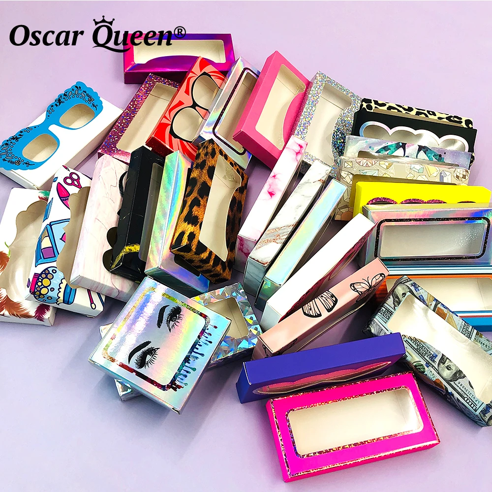 

Wholesale 50 Pcs Fake Eyelashes Box Package Custom Logo Mink Lashes Cases Bulk Faux Cils Empty Lash Boxes Packaging Makeup Tools