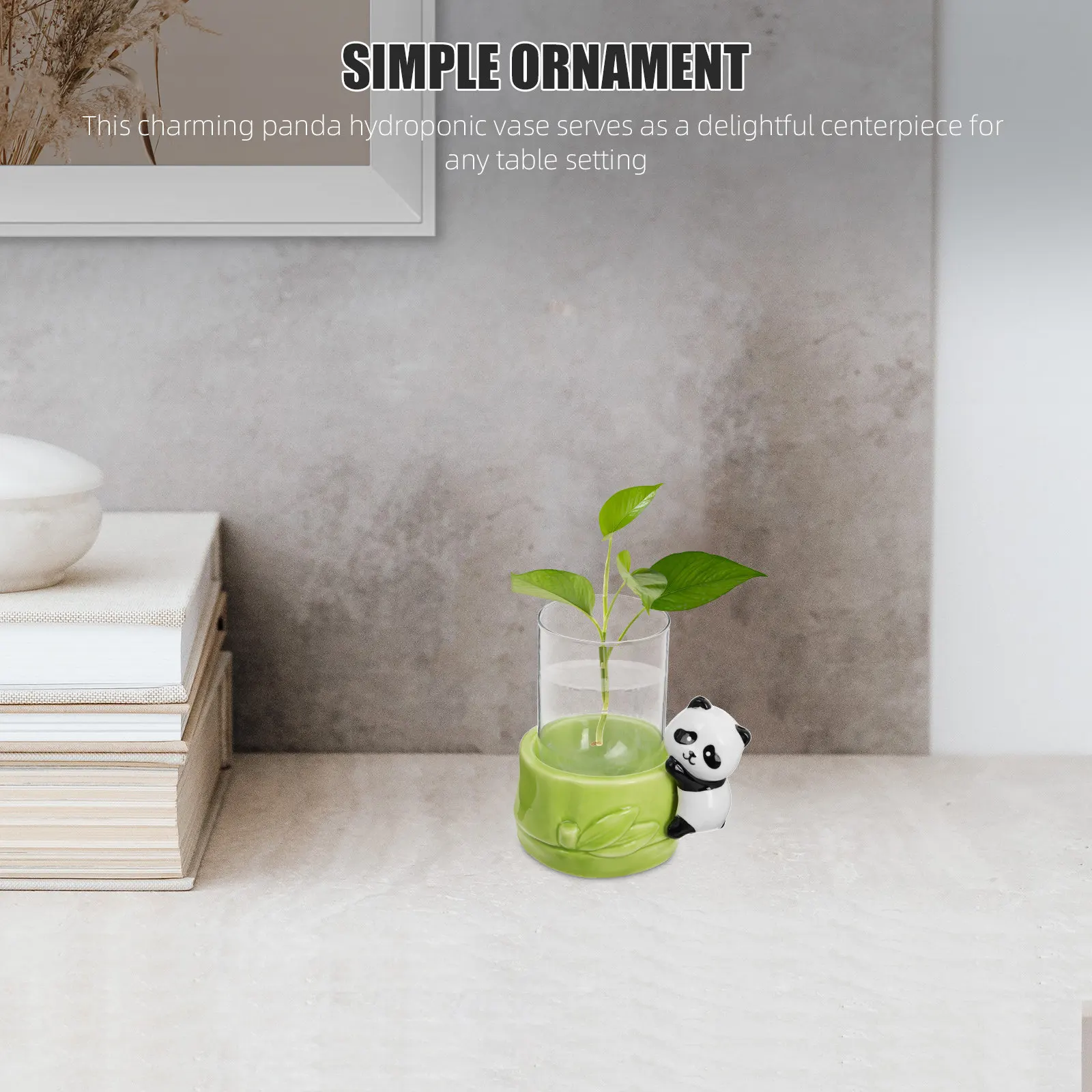 Panda Ceramic Hydroponic Vase Flower Holder for Fresh Blooms Water Plants Succulent Propagation Desk Decor