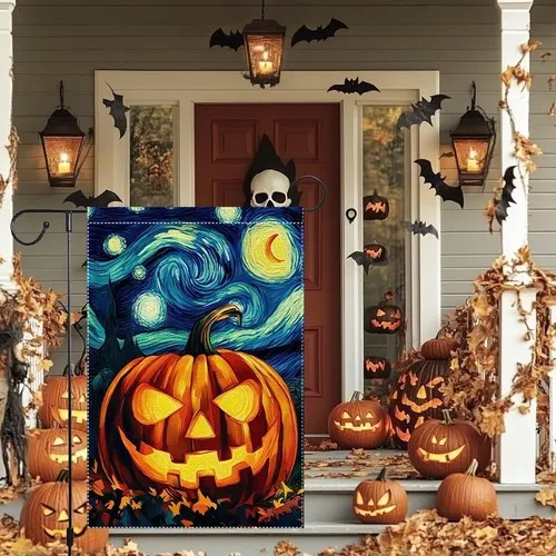 Halloween Garden Flag Double Sided Burlap Pumpkin Jack O Lantern, 12x18 Inch XXQ