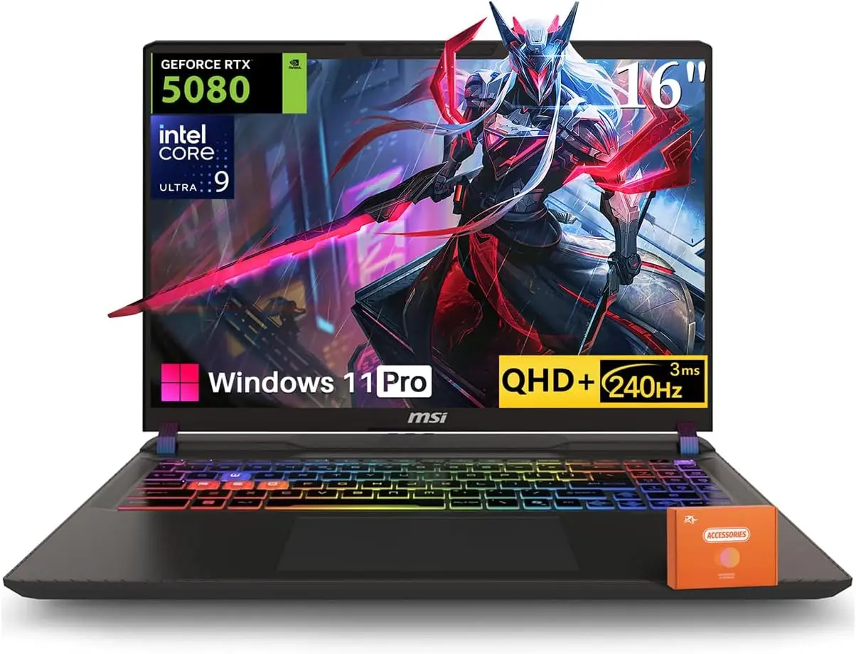 

Игровой ноутбук MSI Vector 16 HX AI, Intel Ultra 9 275HX, NVIDIA RTX 5080 16 ГБ GDDR7, Wi-Fi 7, 64 ГБ DDR5, 2 ТБ SSD, RGB-подсветка