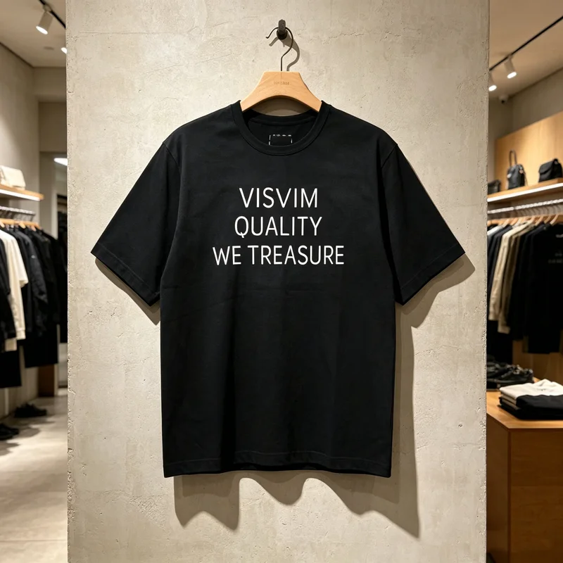 Camiseta Visvim Stitch Box Label 26SS, Camiseta Japonesa de Alta Calidad para Hombre y Mujer, Estampado Simple, Manga Corta, Holgada