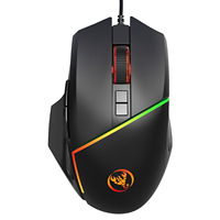 HXSJ A876 Adjustable Wired Gaming Mouse Colorful Breathing Light Optical Ergonomics Gaming Mouse 6400DPI DPI for PC Laptop