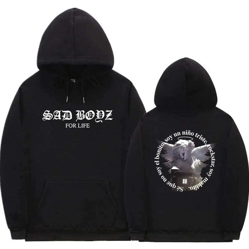 Junior H Sad Boyz 4 Life Graphic Print Hoodie Male Fashion Hip Hop Oversized Pullover Men Women Vintgae Casual Hooded Sweatshirt