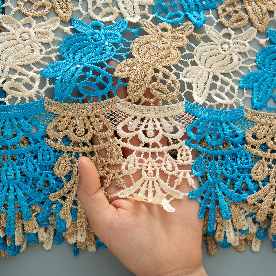 SJD LACE Guipure Cord Lace Fabrics 2025 High Quality Water Soluble Lace Nigeria Stones Cord For Women Wedding Party Dresses 4550 - Image 5