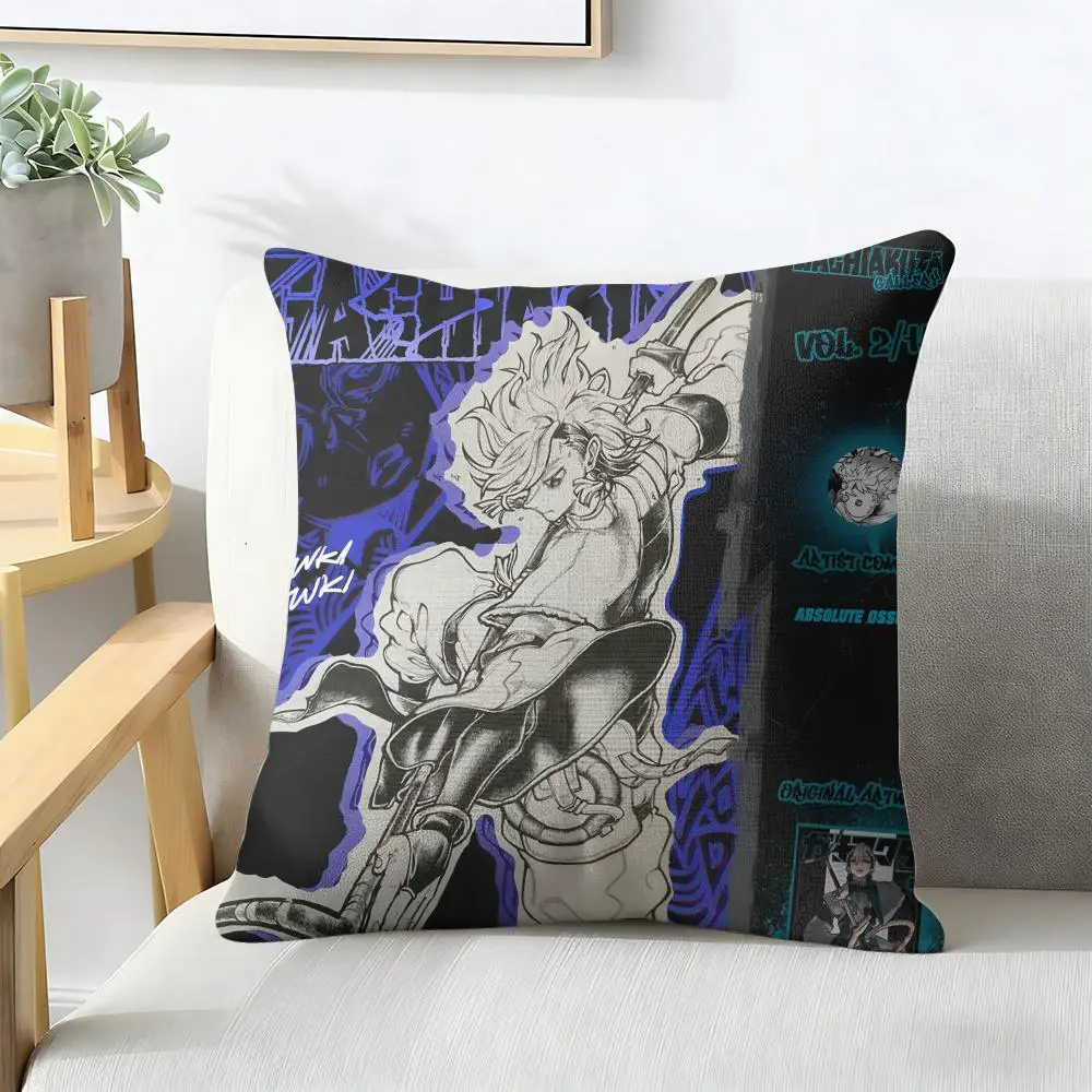 G-Gachiakuta Anime Cushion Cover Natural Linen Organic Fabric Double-Sided Printing Breathable For Decor