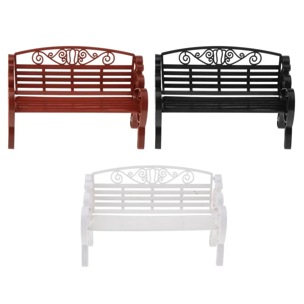 Garden Patio Furniture Mini Park Bench Plastic Diorama Doll Collections 1 6 Figure Scenery for Model Landscape
