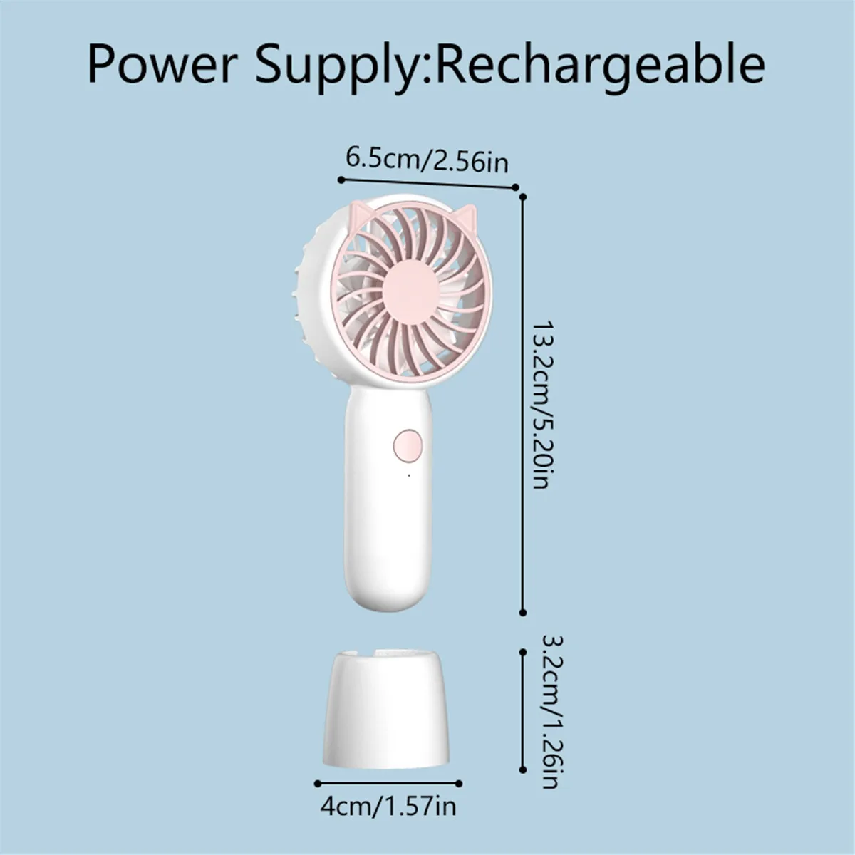 Portable Handheld USB Rechargeable Fan, 3-Speed Adjustment, Mini Size, High Wind Power