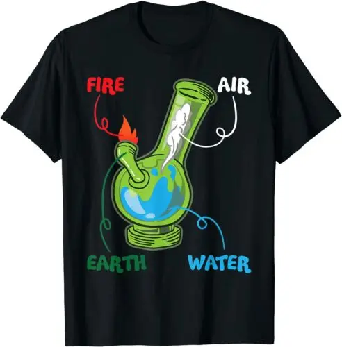  Bong Elements Fire Water Earth Air THC Smoking Anatomy T-Shirt