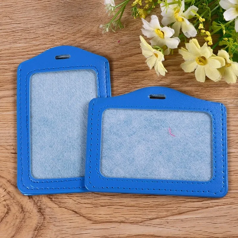 PU Leather ID Badge Holder Pass Chest ID Badges Cover Case Pass Staff Work Card Sleeve Badges Sleeve for Employees Nurses