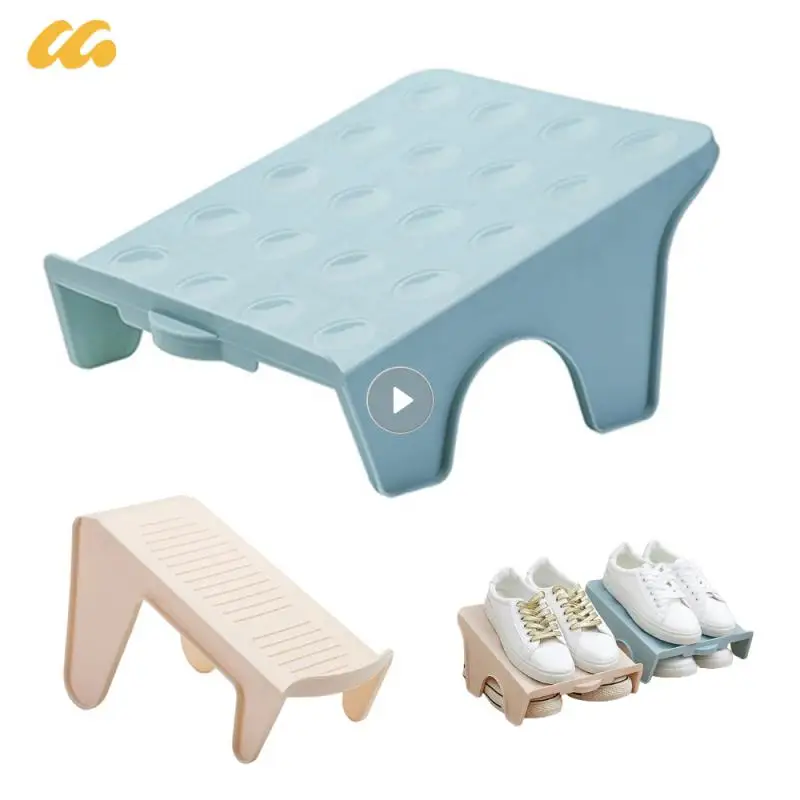 1/2pcs Storage Shoe Rack Double Shoe Support Plastic Integrated Simple Save Space Economy Simple Shoe Storage Rack Household