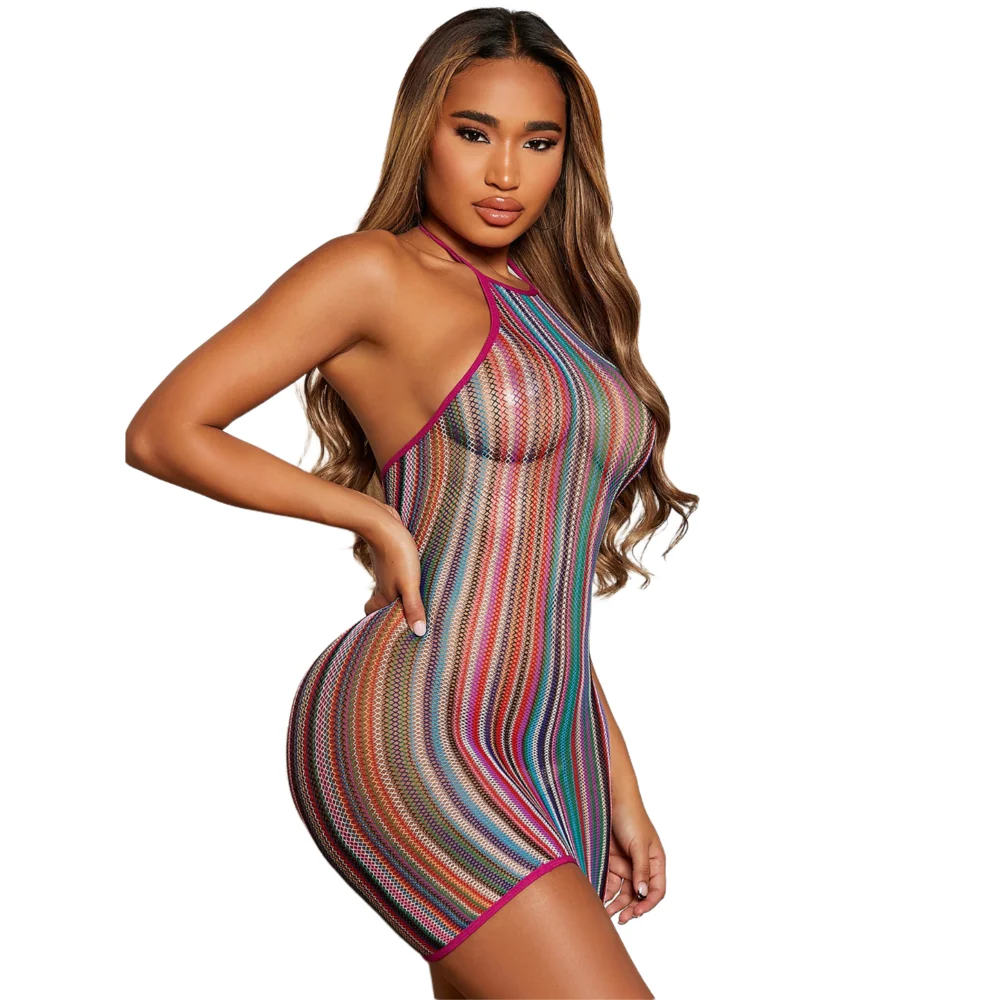 

Женское облегающее платье для ночного клуба, яркое откровенное платье-кошка, эротическое Прозрачное мини-платье, женская пляжная одежда