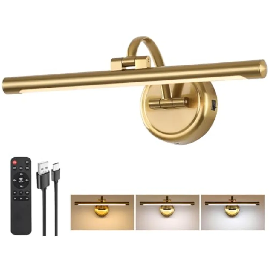Picture Light for Wall, Battery Operated Art Lights for Painting, 3 Color Selections and Brightness, Adjustable Wireless Portra