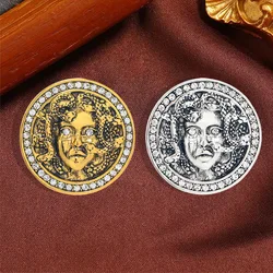 fashion women medusa rhinestone studded brooch European and American retro portrait clothing accessory