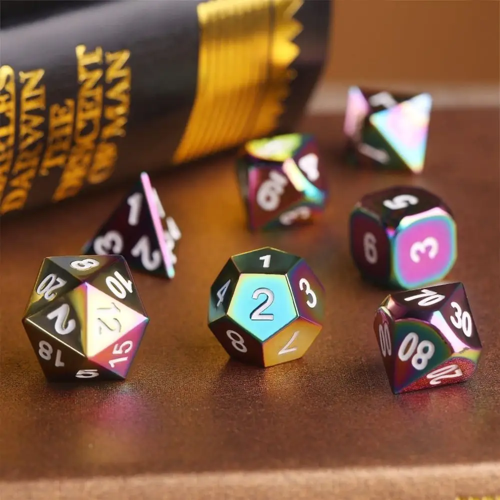 

New Metal Metal Dice Set Multicolor Polyhedral Polyhedral Dice D4 D6 D8 D10 D12 D20 Table Games Accessories Gift