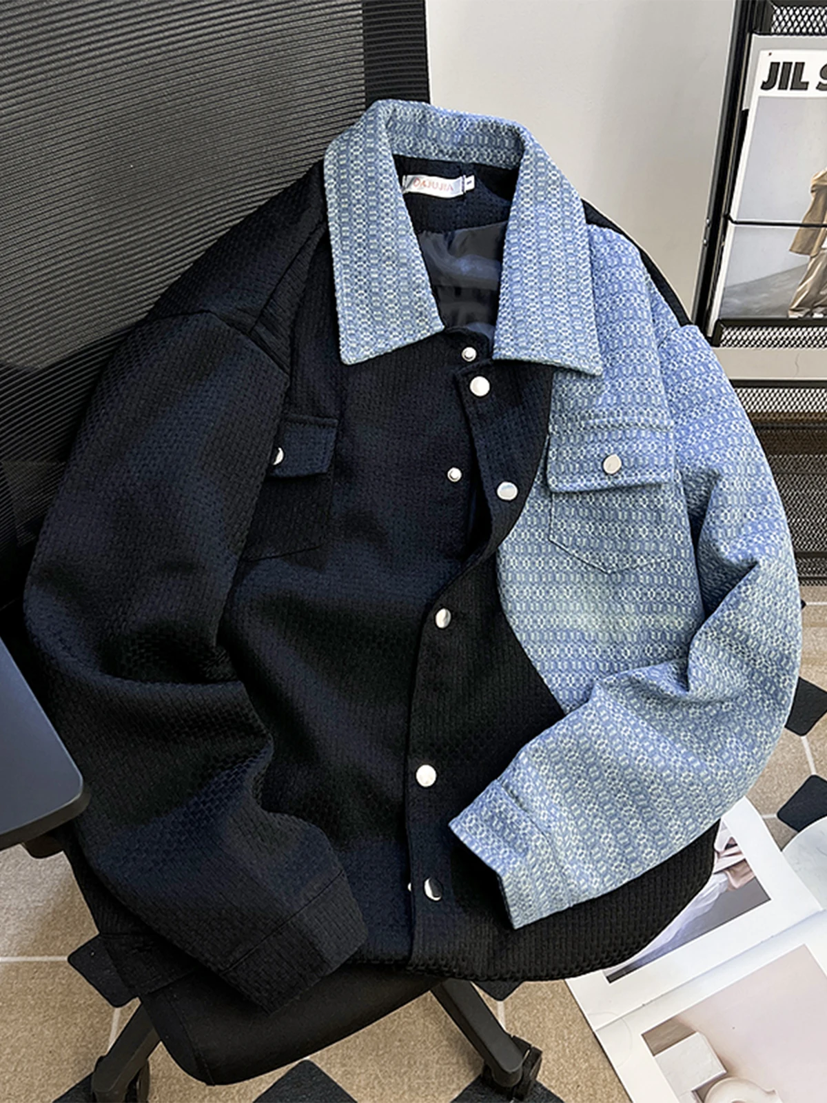 

Женская черная готическая джинсовая лоскутная осенняя куртка, пальто Harajuku, куртка с длинными рукавами, винтажная верхняя одежда больших размеров 2000-х годов, осень 2025 г.